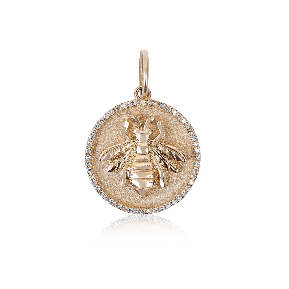 SALT. Fine Jewelry 14K GOLD AND DIAMOND BUMBLE BEE MEDALLION SALT. Fine Jewelry CA
