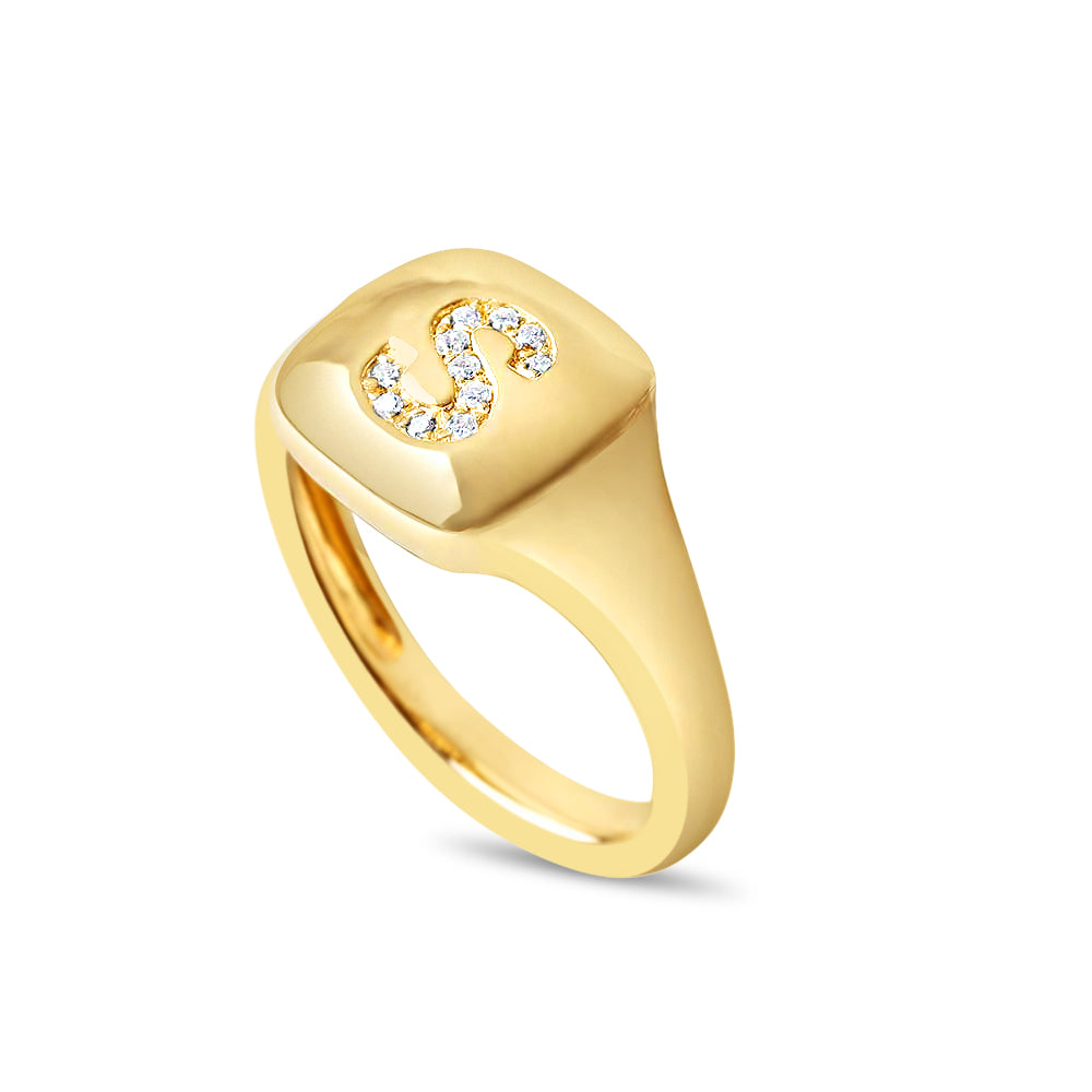 SALT. Fine Jewelry DIAMOND LETTER SIGNET RING SALT. Fine