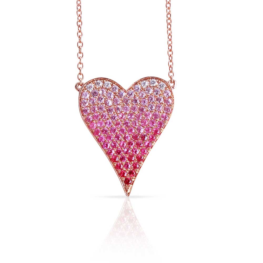 Pink sapphire cheap heart pendant