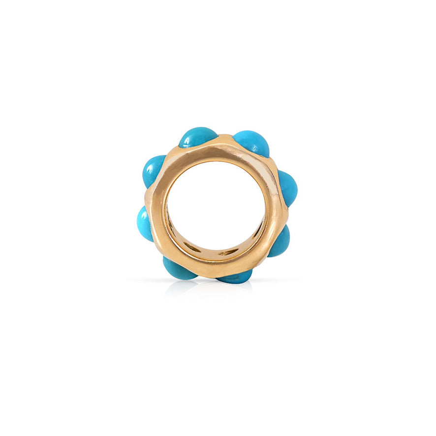 14K GOLD AND TURQUOISE ETERNITY RONDELLE