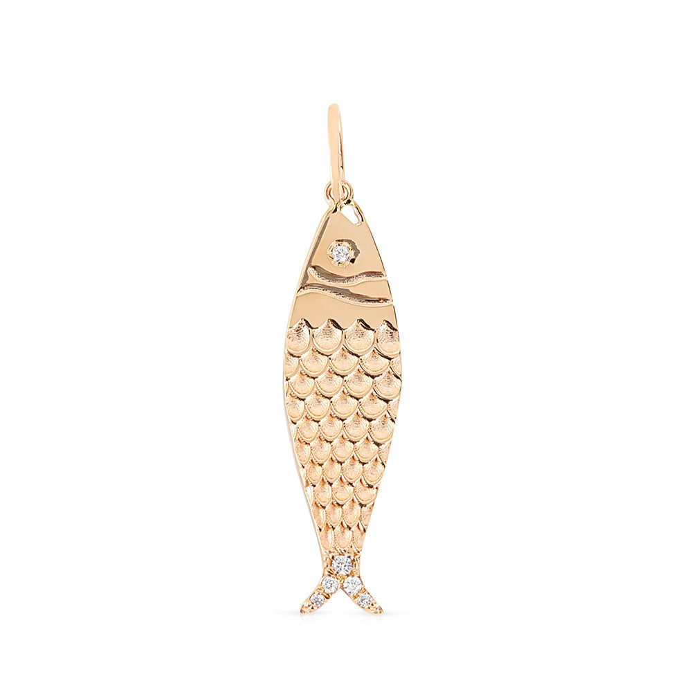 14K GOLD AND DIAMOND FLAT FISH CHARM
