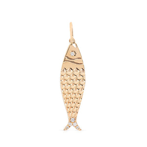 14K GOLD AND DIAMOND FLAT FISH CHARM