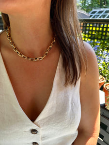 EXTRA LARGE 14K GOLD RECTANGULAR LINK SEMI HOLLOW TINA CHAIN SALT. Fine Jewelry CA