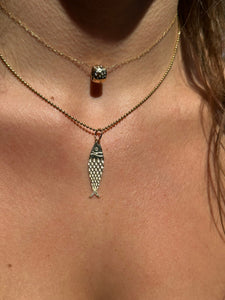 14K GOLD AND DIAMOND FLAT FISH CHARM