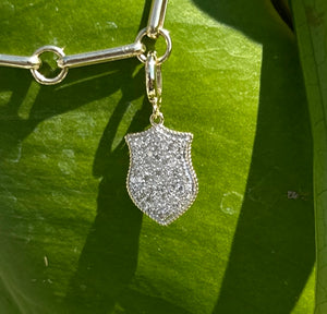 DIAMOND SHIELD CHARM WITH ROPE BORDER