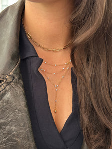 14K GOLD LARIAT WITH ENAMEL BEADS