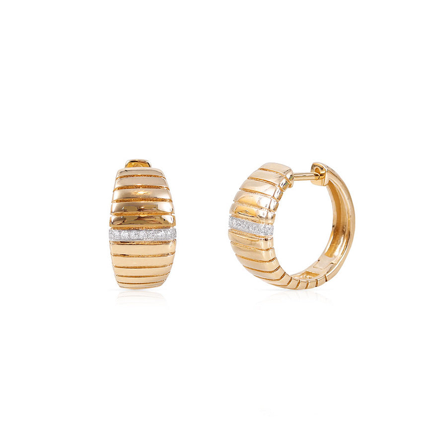FLUTED GOLD AND DIAMOND HUGGIES