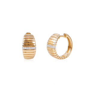 FLUTED GOLD AND DIAMOND HUGGIES