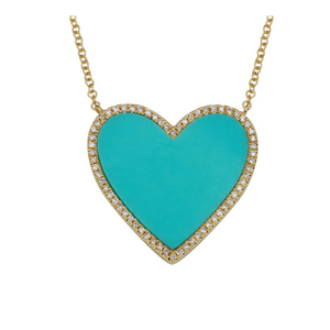 TURQUOISE AND DIAMOND HEART NECKLACE
