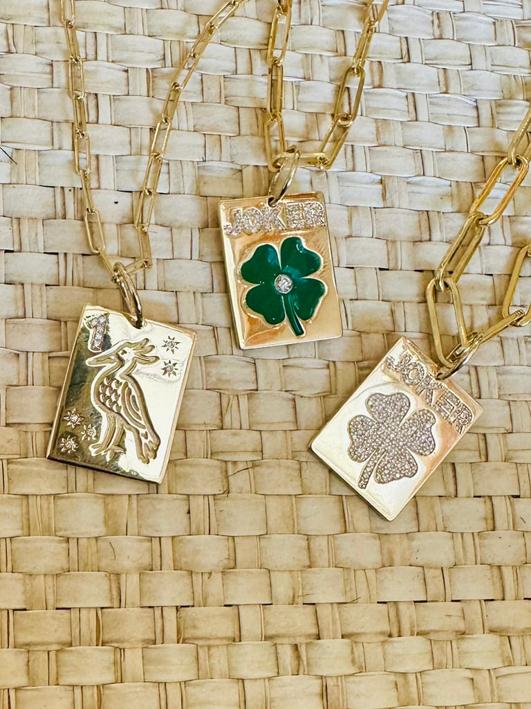 MAHJONG DIAMOND AND ENAMEL JOKER LUCKY CHARM