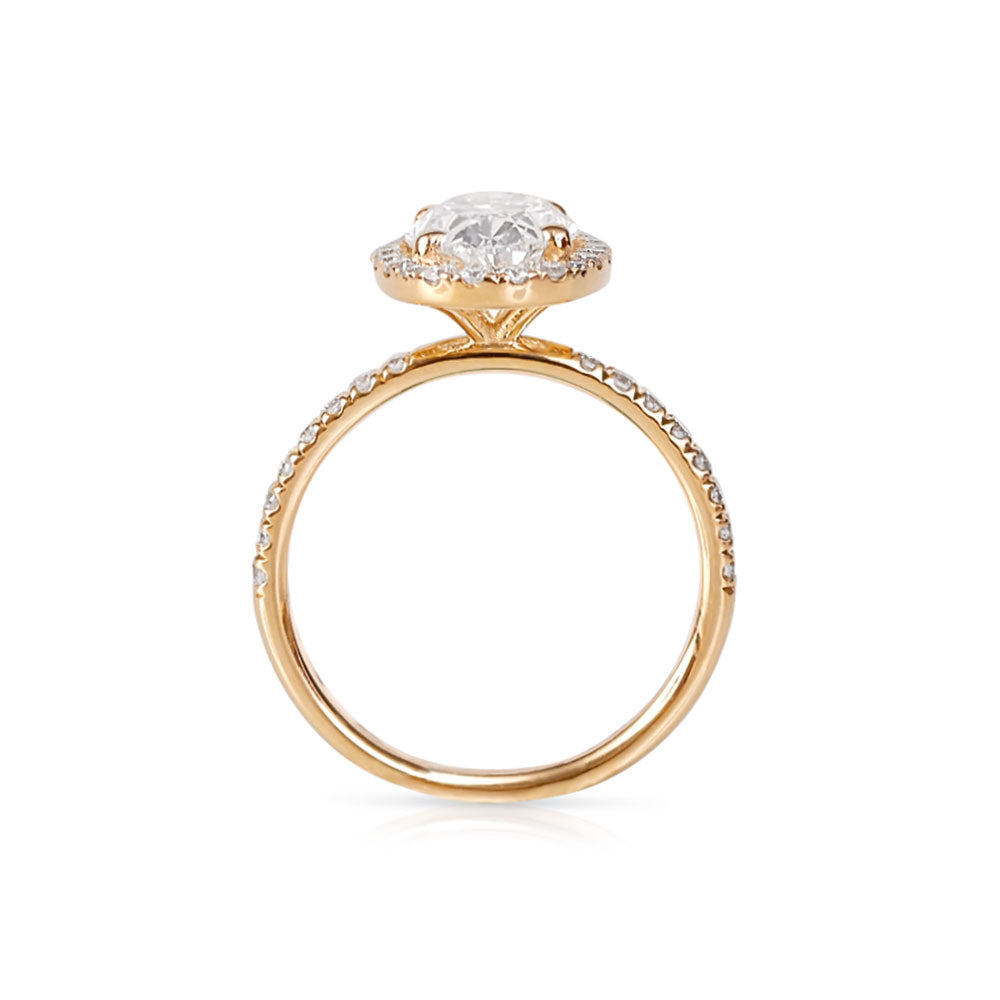 OVAL DIAMOND ENGAGEMENT RING HALO AND PAVE BAND