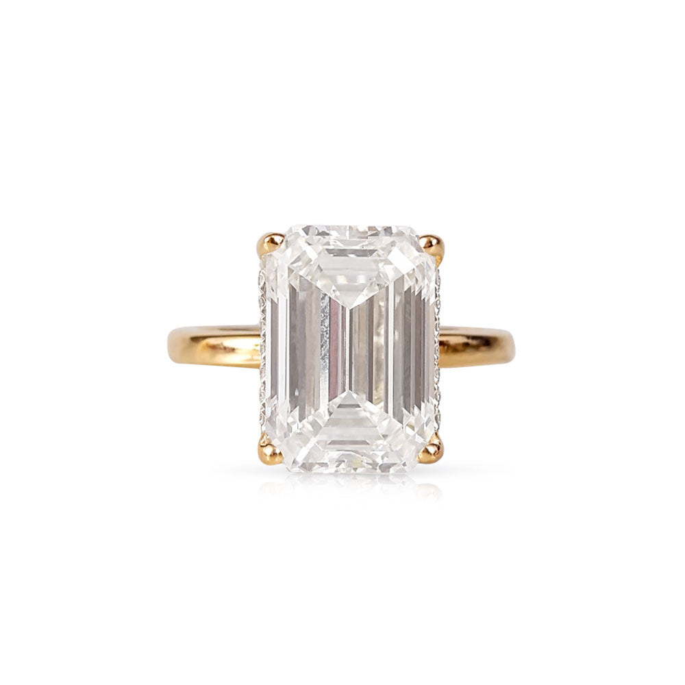EMERALD CUT DIAMOND ENGAGEMENT RING WITH HIDDEN HALO
