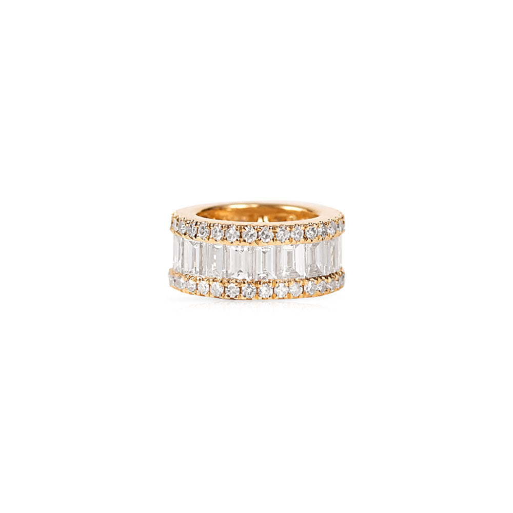 BAGUETTE DIAMOND RONDELLE WITH DIAMOND BORDER