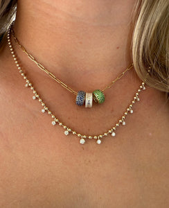 BAGUETTE DIAMOND RONDELLE WITH DIAMOND BORDER