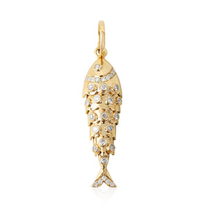 14K GOLD AND DIAMOND FISH CHARM