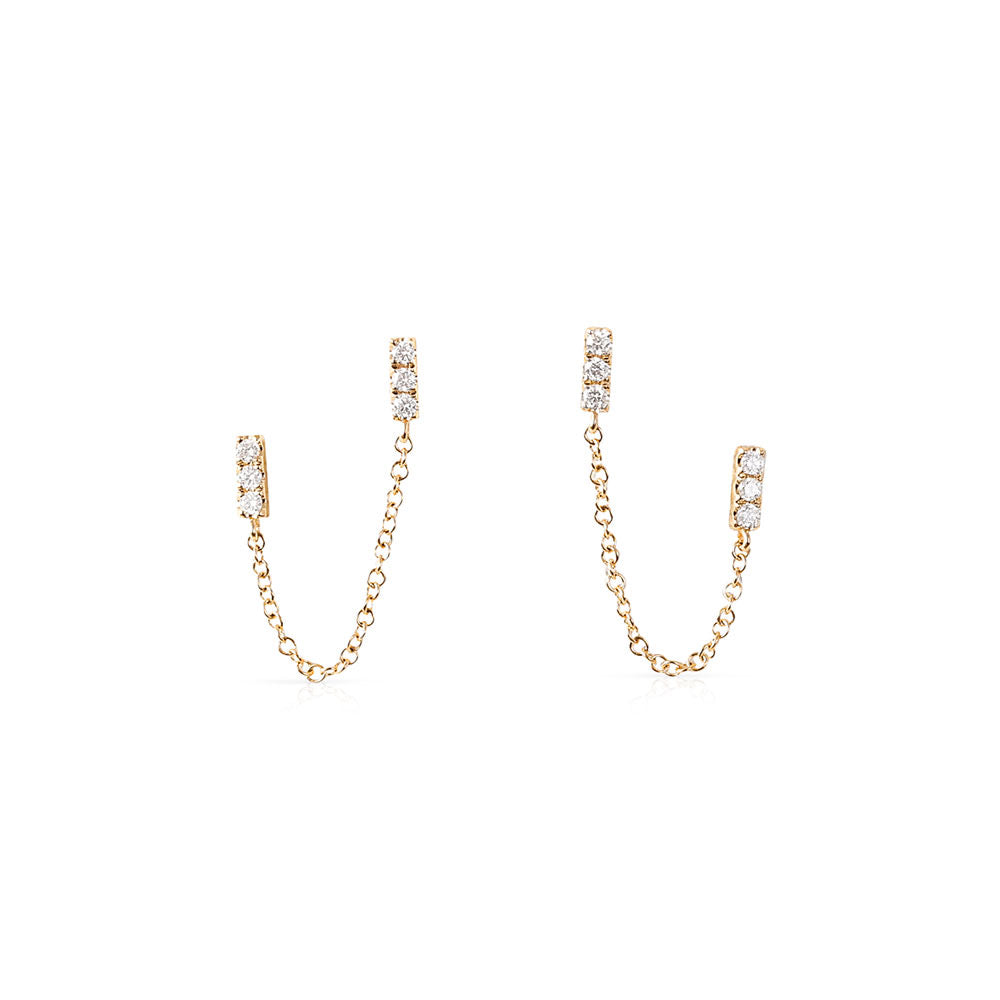DOUBLE DIAMOND CHAIN EARRING