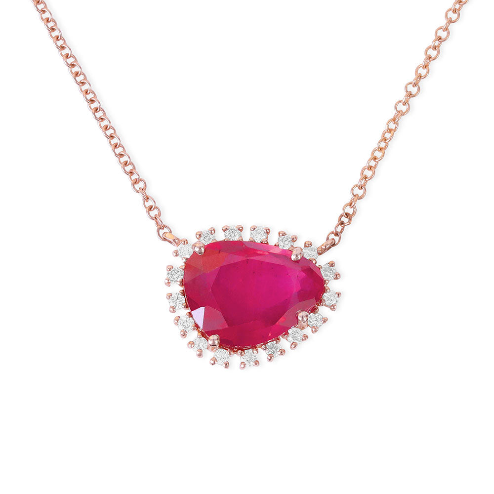 RUBY NECKLACE WITH FLOATING DIAMONDS