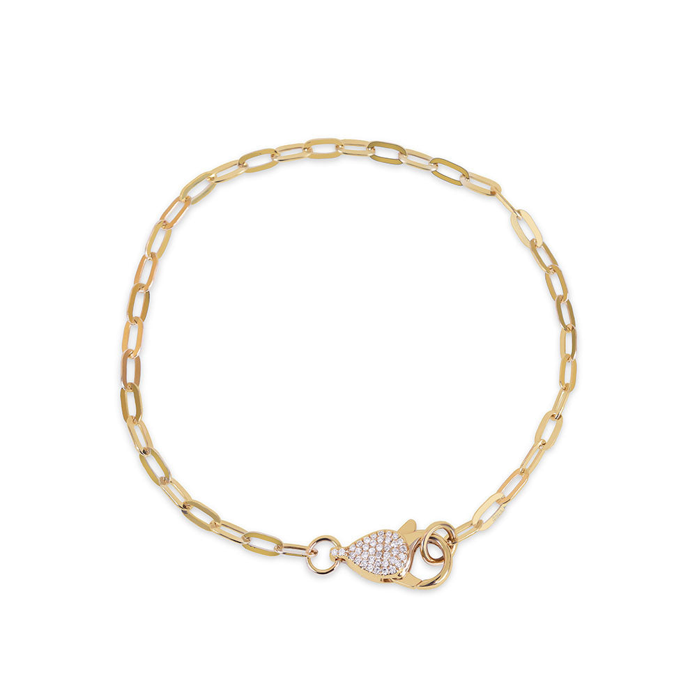 14K GOLD WITH DIAMOND LOBSTER CLASP PAPERCLIP BRACELET