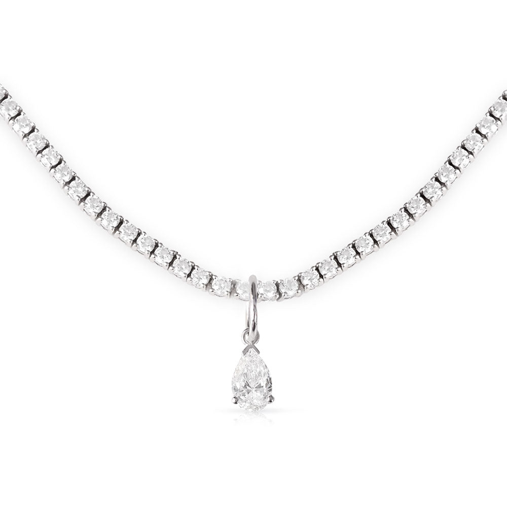  DIAMOND PEAR SHAPED PENDANT ON TENNIS NECKLACE