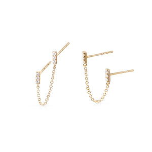 DOUBLE DIAMOND CHAIN EARRING