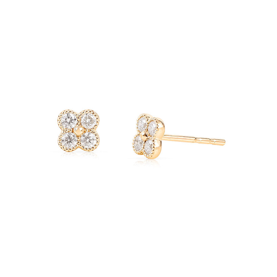 DIAMOND QUAD CLOVER STUDS