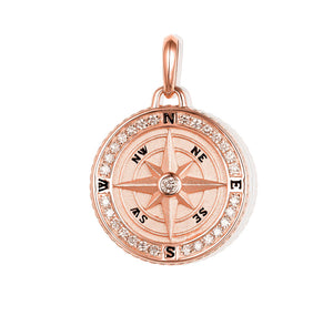 14K GOLD AND DIAMOND CLASSIC COMPASS CHARM  SMALL