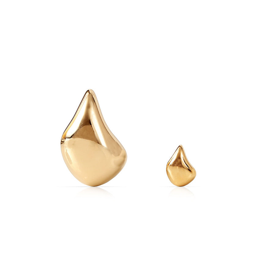 14K GOLD CURVE SCULPTURAL EARRINGS SMALL
