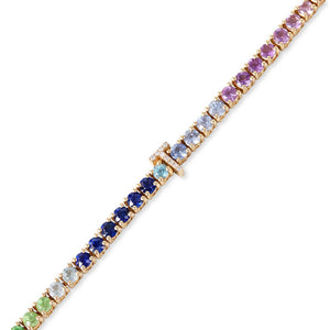 14K GOLD RAINBOW PERSONALIZED TENNIS BRACELET