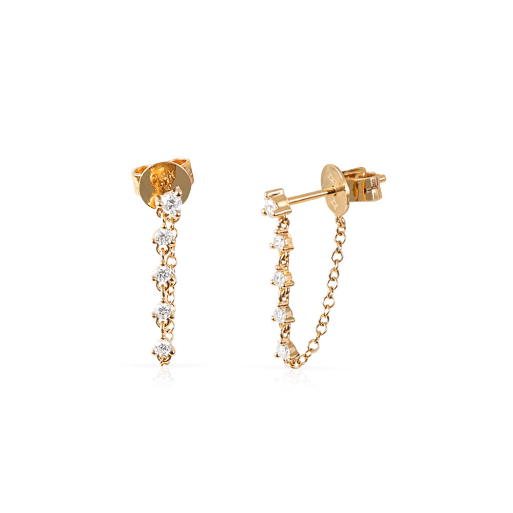 GRADUATED DIAMOND CHAIN EARRINGS