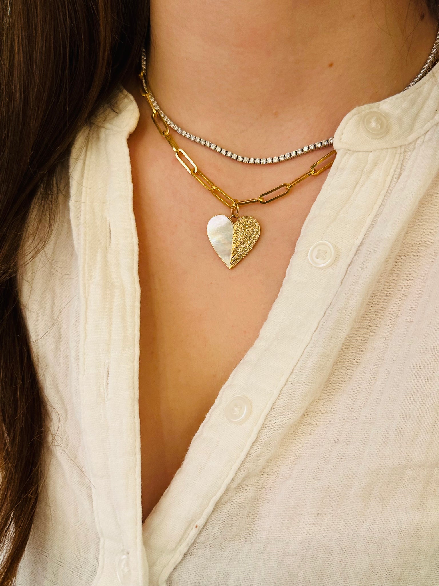 Mother of Pearl and Diamond Half Heart Charm
Half Heart Charm with Mother of Pearl and Diamonds
Diamond Half Heart Pendant with Mother of Pearl
Luxury Mother of Pearl and Diamond Half Heart Charm
Mother of Pearl Heart Charm with Diamond Accents
Heart charm
Mother of Pearl pendant
Diamond pendant
Half heart jewelry
Fine jewelry
Designer pendant
Luxury charm
Statement jewelry
Custom heart pendant