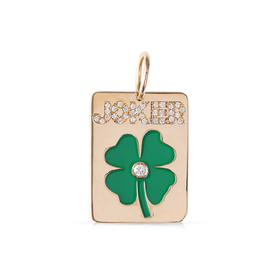 MAHJONG DIAMOND AND ENAMEL JOKER LUCKY CHARM