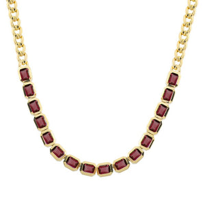 MARLEY GEMSTONE CUBAN LINK NECKLACE RHODOLITE