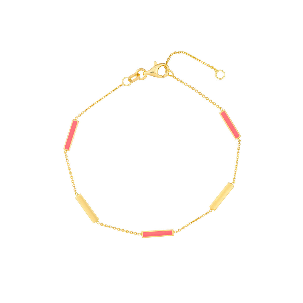 14K GOLD CHAIN WITH ENAMEL BAR BRACELET 