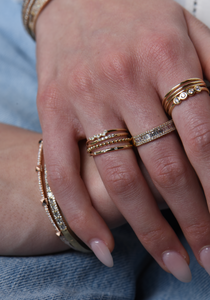 CLASSIC 14K GOLD BEADED STACKING RING