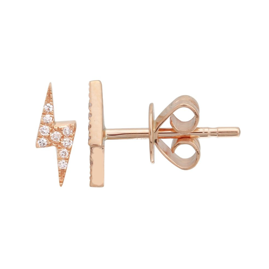 Rose gold sales lightning bolt earrings