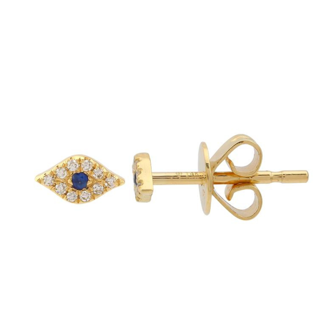DIAMOND AND SAPPHIRE EVIL EYE STUDS