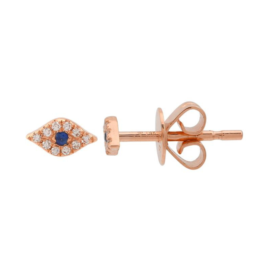 DIAMOND AND SAPPHIRE EVIL EYE STUDS