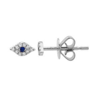DIAMOND AND SAPPHIRE EVIL EYE STUDS