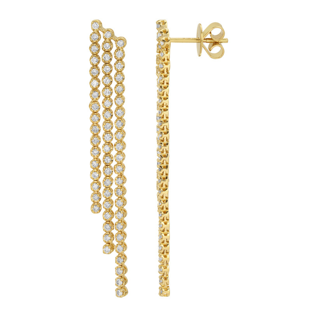 Gold long tassel earrings clearance