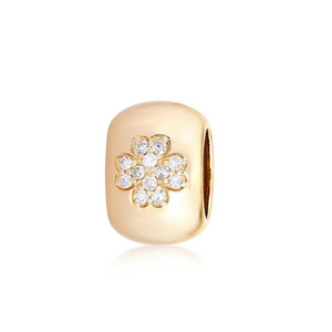 14K GOLD DIAMOND FOUR LEAF CLOVER RONDELLE