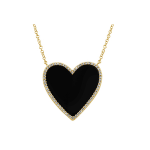 ONYX AND DIAMOND HEART NECKLACE
