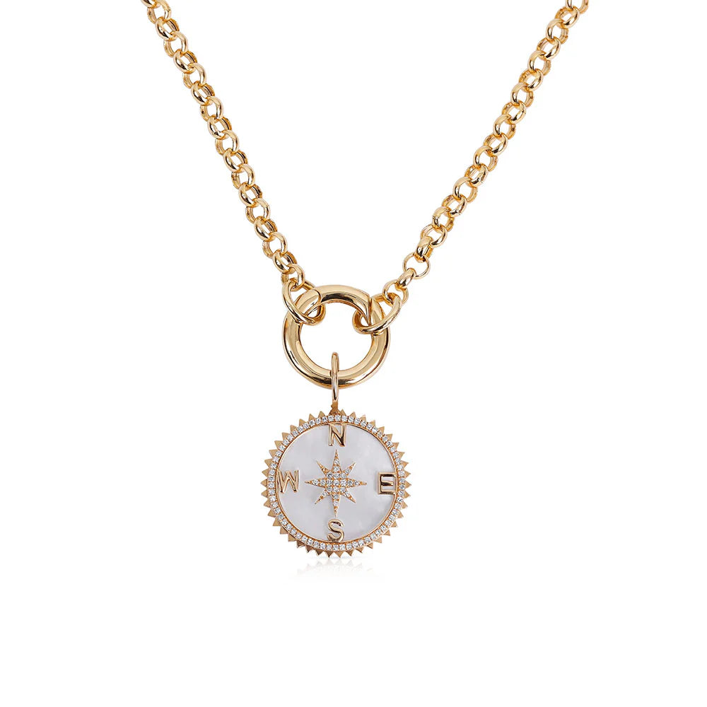 SIMPLE DIAMOND COMPASS CHARM WITH JAGGED EDGE