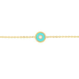 14K GOLD CHAIN WITH ENAMEL EVIL EYE BRACELET