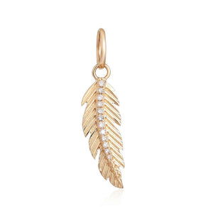 14K GOLD AND DIAMOND FEATHER CHARM