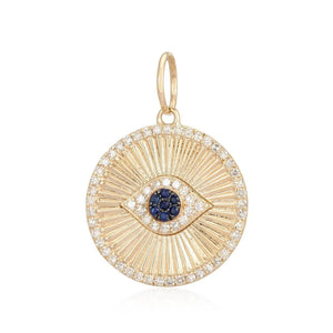 14K Gold Fluted Evil Eye Medallion
Evil Eye Medallion in 14K Gold
14K Gold Evil Eye Pendant
Luxury 14K Gold Fluted Evil Eye Charm
Fluted Evil Eye Medallion in 14K Gold
Evil Eye charm
14K gold pendant
Fluted medallion
Fine jewelry
Designer pendant
 Protection talisman
 Luxury jewelry
Statement medallion
Custom amulet