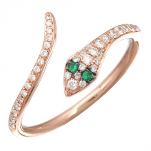 DIAMOND SNAKE RING WITH GEMSTONE EYES