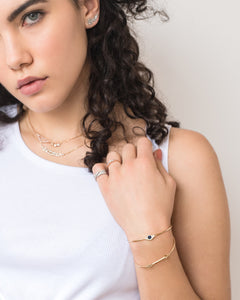 DIAMOND AND SAPPHIRE EVIL EYE BANGLE