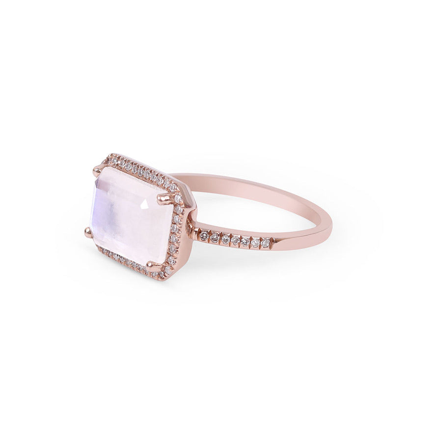Gold moonstone engagement ring on sale