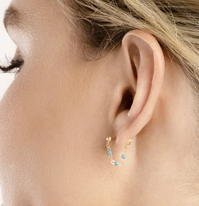 14K GOLD ENAMEL BEAD CHAIN EARRINGS