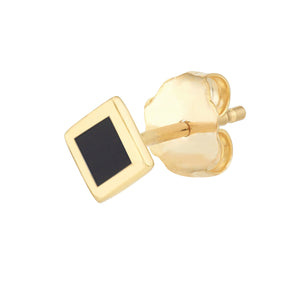 14K GOLD ENAMEL RHOMBUS STUD EARRINGS